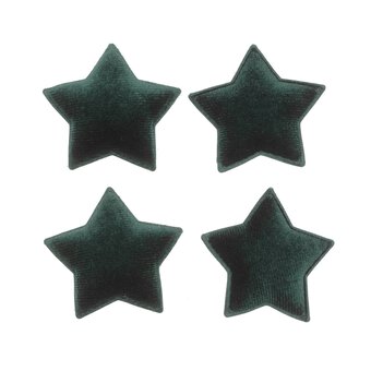 Green Velvet Star Embellishments 4 Pack