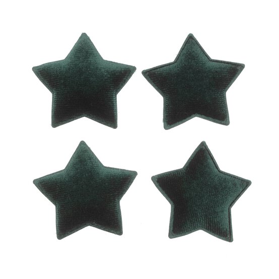 Green Velvet Star Embellishments 4 Pack image number 1