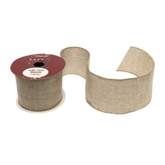 Gold Sparkle Wire Edge Printed Ribbon 63mm x 3m