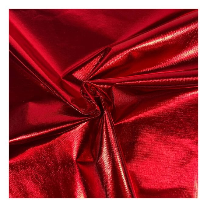 Red Slinky Foil Fabric by the Metre image number 1