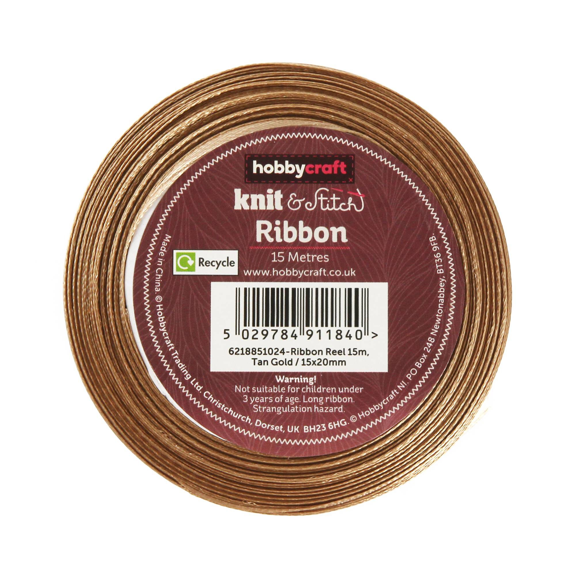 Tan Gold Satin Ribbon 20mm x 15m Hobbycraft