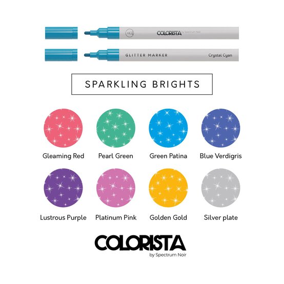 Colorista Sparkling Bright Glitter Markers 8 Pack image number 2