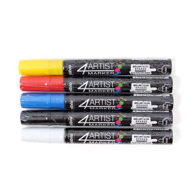 Pebeo 4Artist Basic Colour Markers Set 5 Pack image number 1