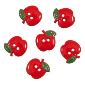 Trimits Red Apple Craft Buttons 6 Pieces