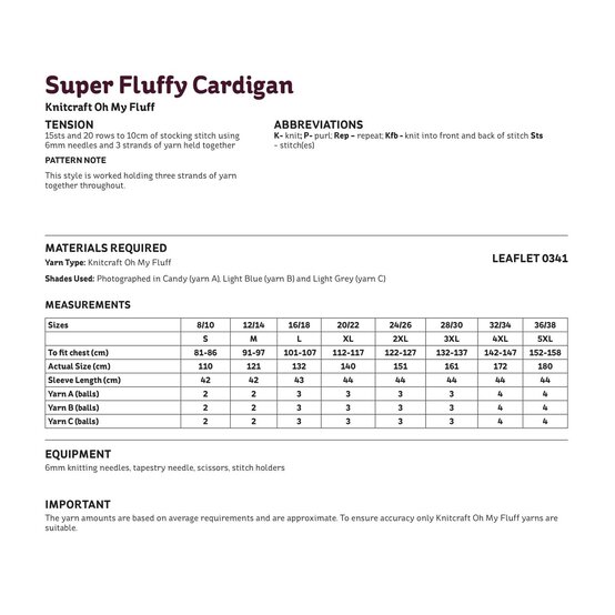 Knitcraft Super Fluffy Cardigan Digital Pattern 0341 image number 4