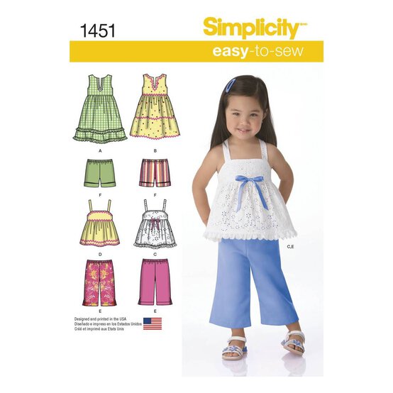 Simplicity Toddlers' Separates Sewing Pattern 1451 Six Months To Four Years