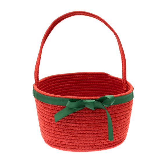 Red Rope Basket with Ribbon 24cm image number 3