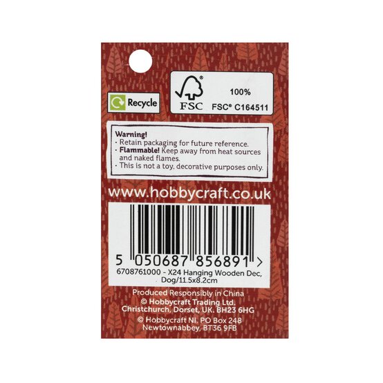 Hanging Wooden Dog Decoration 12cm image number 5