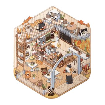 Mini Cat Cafe Scene Stickers