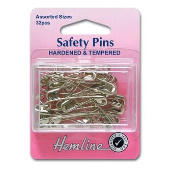 Hemline Assorted Safety Pins 32 Pack
