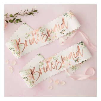 Ginger Ray Floral Hen Bridesmaid Sashes 2 Pack image number 2