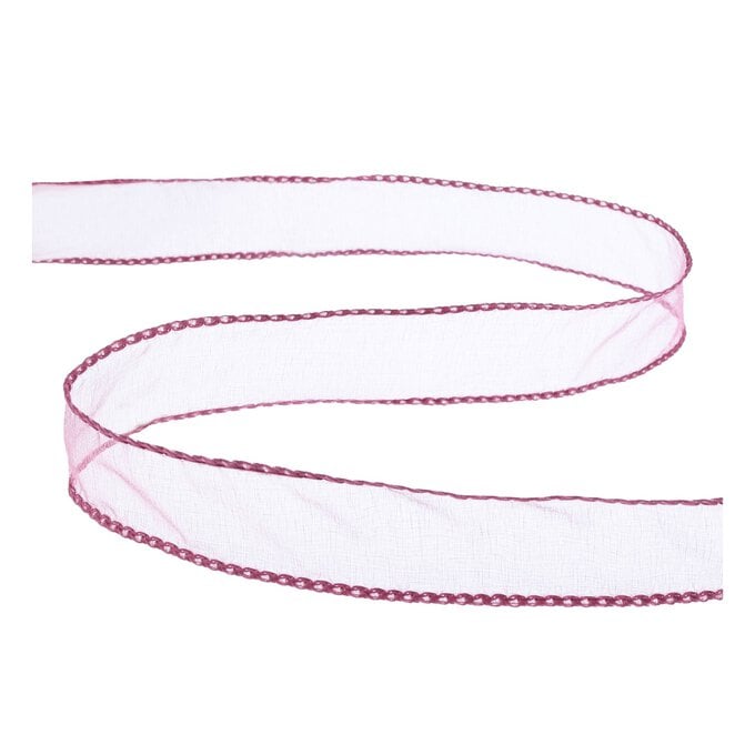 Mid Pink Wire Edge Organza Ribbon 25mm x 3m image number 1