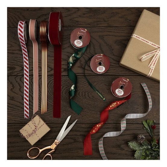 Xmas Rippon Christmas Stripe Printed Ribbon 15mm x 3m | Hobbycraft