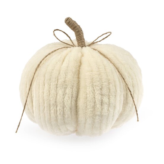 White Chenille Pumpkin 17cm image number 1