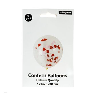 Red and Pink Heart Confetti Balloons 5 Pack image number 3