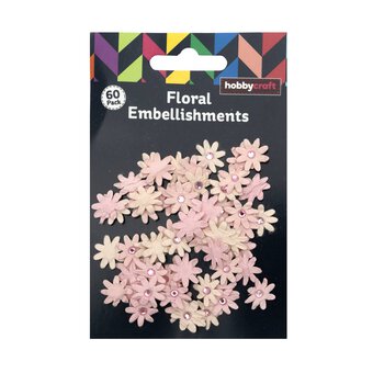 Pearl Pink Micro Jewelled Florette Paper Flowers 60 Pack