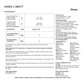 James C Brett Twinkle DK Shawl Pattern JB653