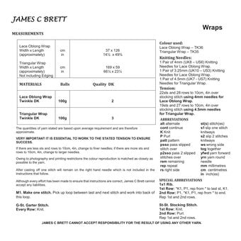 James C Brett Twinkle DK Shawl Pattern JB653