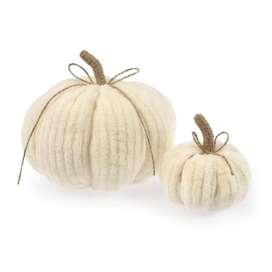 White Chenille Pumpkin 2 Pack Bundle image number 1
