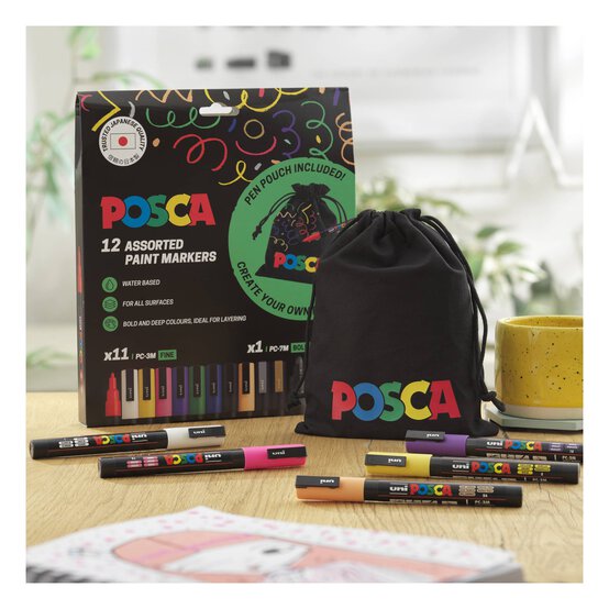 Uni-ball Posca Standard PC-3M Marker Pens and Pouch 12 Pack image number 2