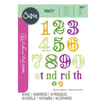 Sizzix Thinlits Folk Number Die Set 18 Pieces