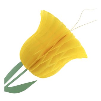 Yellow Honeycomb Tulip Decoration 15cm