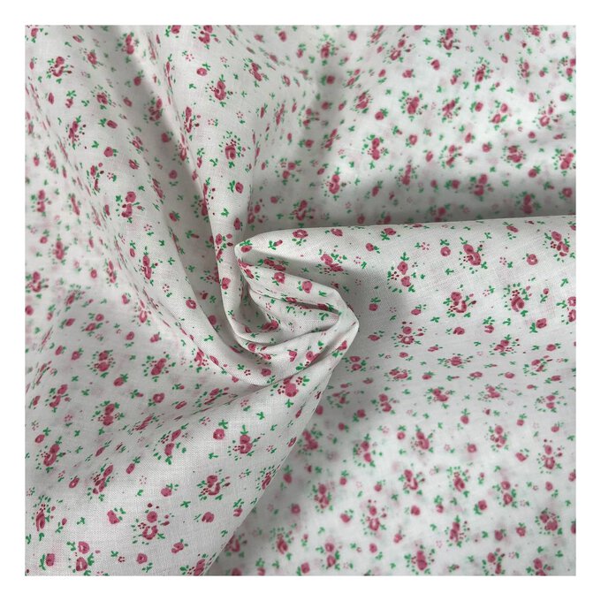 Pink Floral Polycotton Fabric by the Metre | Hobbycraft