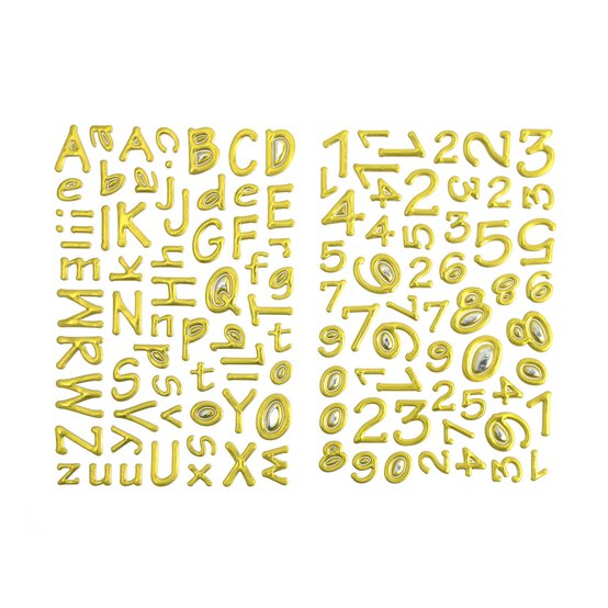 Gold Metallic Puffy Alphabet Stickers 116 Pieces  image number 1