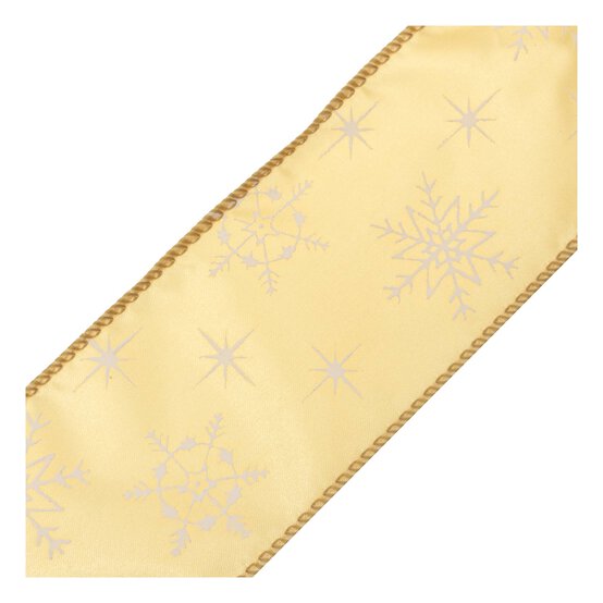 Gold Snowflake Wire Edge Printed Ribbon 63mm x 3m image number 3