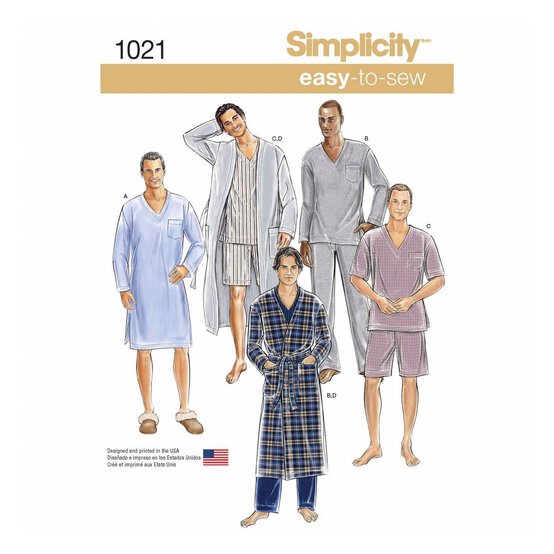 Simplicity Pyjamas and Robe Sewing Pattern 1021 (XS-XL) image number 1