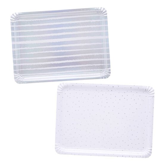 Iridescent Paper Serving Trays 4 Pack image number 1