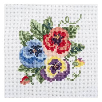 Trimits Pansies Counted Cross Stitch Kit 13cm x 13cm