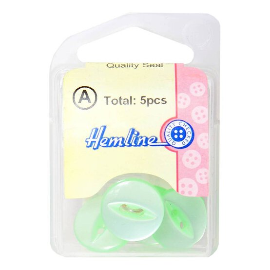 Hemline Light Green Basic Fish Eye Button 5 Pack image number 2