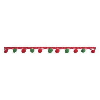 Red and Green 25mm Pom Pom Trim by the Metre
