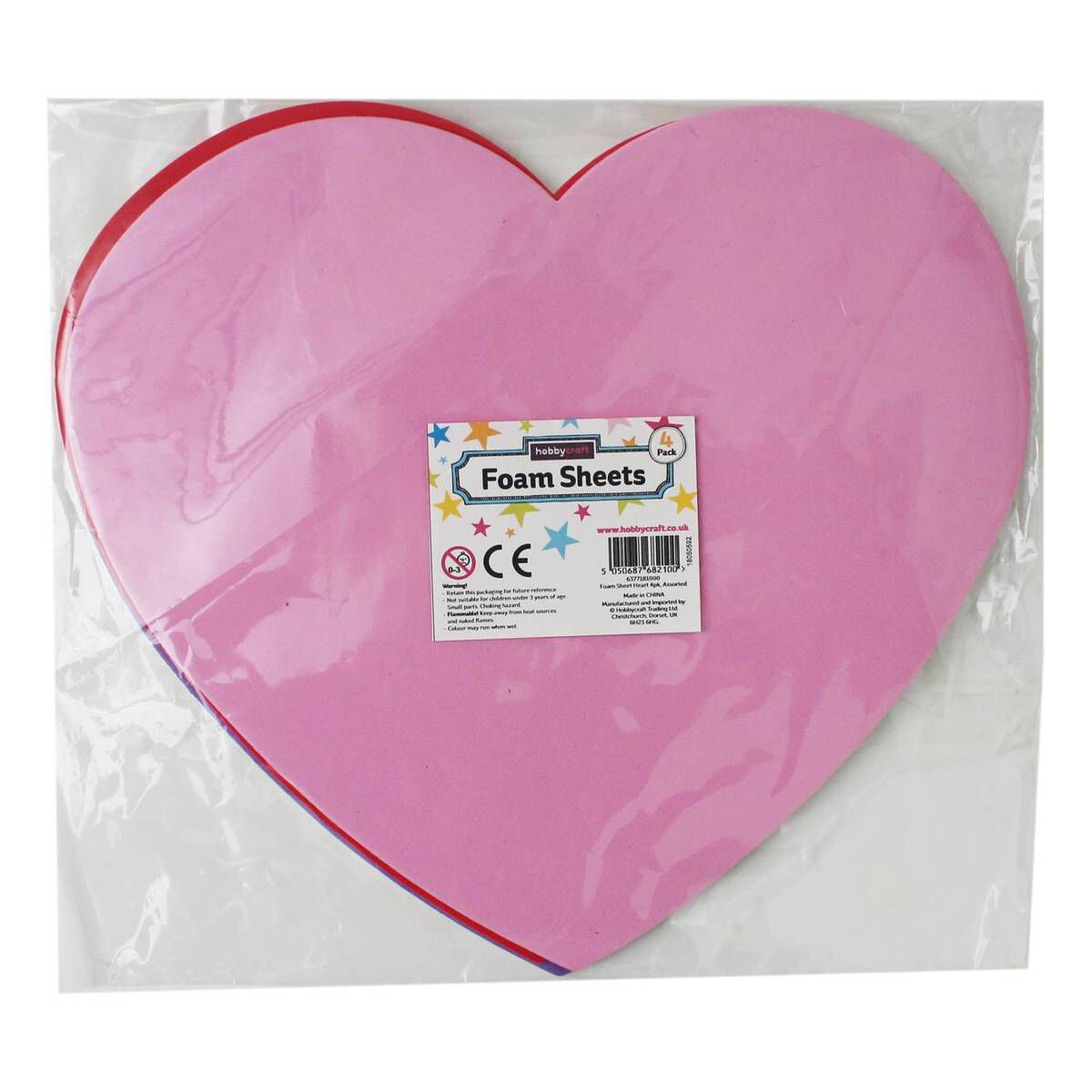 Heart Foam Sheets 4 Pack Hobbycraft