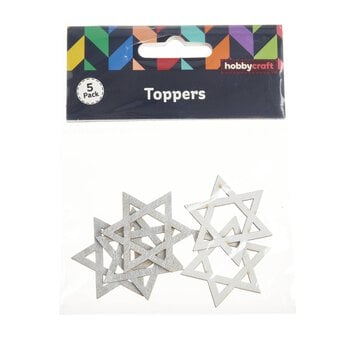 Silver Star of David Wooden Toppers 5 Pack image number 3