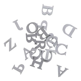 Silver 3D Wooden Letters 52 Pieces