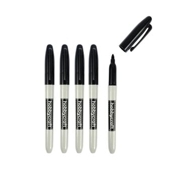 Black Fine Permanent Markers 5 Pack