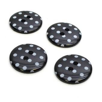 Hemline Black Novelty Spotty Button 4 Pack