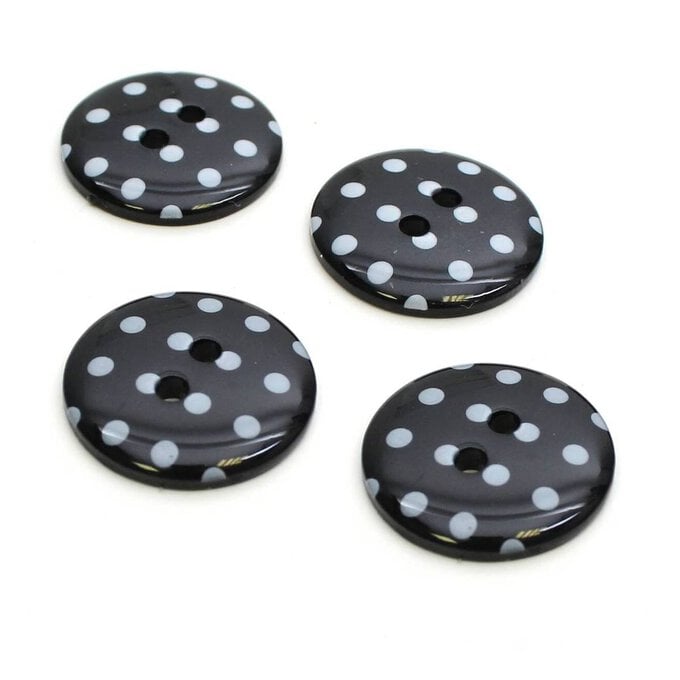 Hemline Black Novelty Spotty Button 4 Pack image number 1