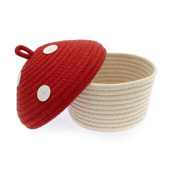 Red and White Mushroom Rope Basket 18cm