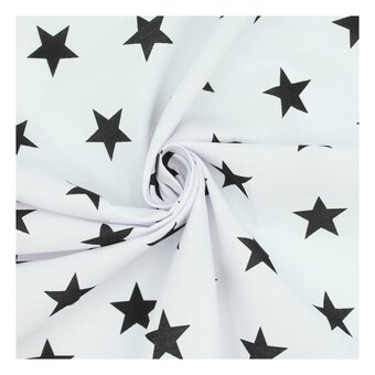 Black Star Polycotton Fabric by the Metre