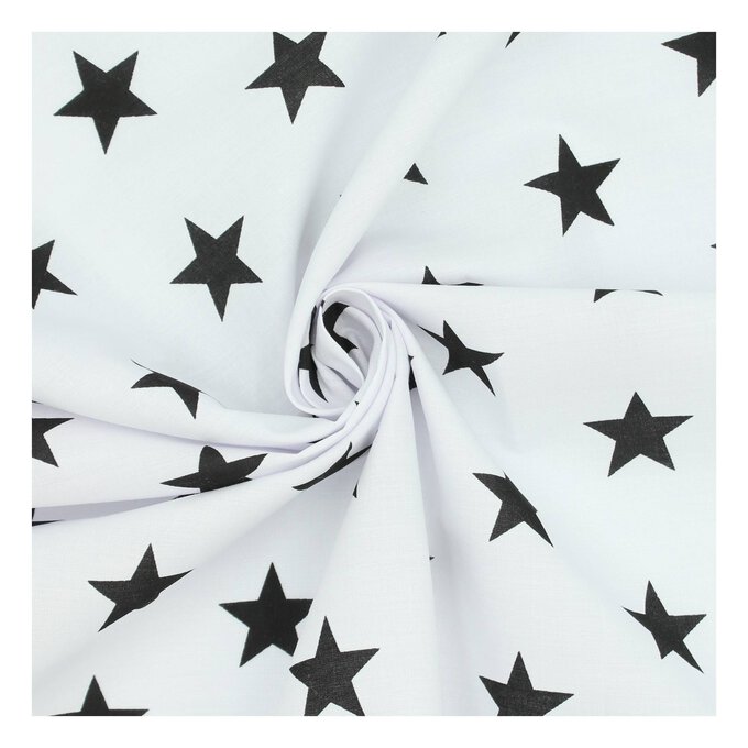 Black Star Polycotton Fabric by the Metre Hobbycraft