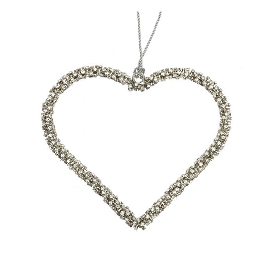 Silver Diamante Hanging Heart 10cm image number 1