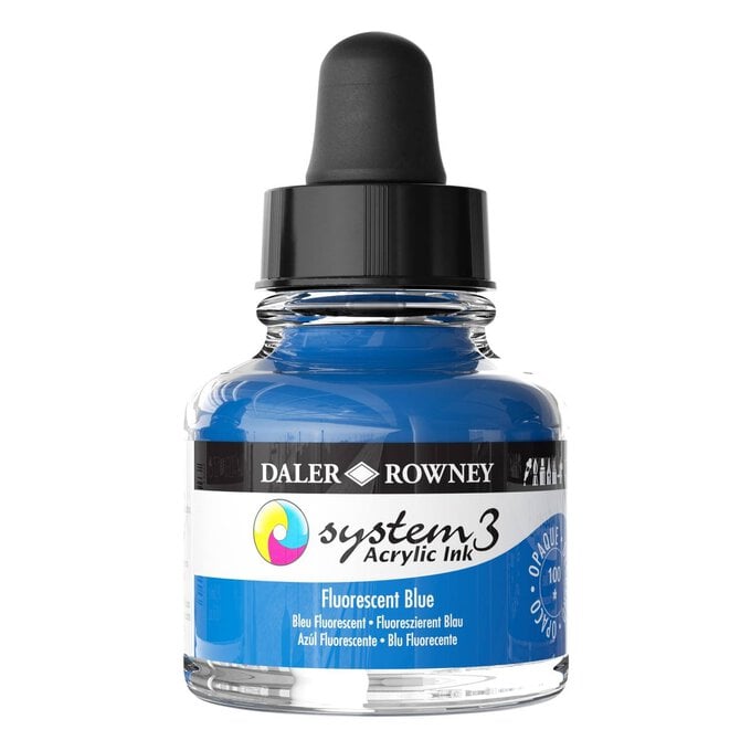 Daler-Rowney System3 Fluorescent Blue Acrylic Ink 29.5ml image number 1