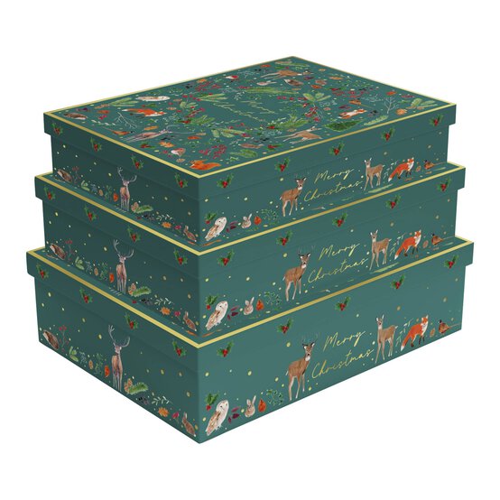 Christmas Woodland Gift Box 3 Pack image number 1