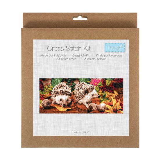 Trimits Hedgehogs Large Cross Stitch Kit 23cm x 56cm image number 1