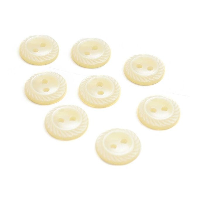 Hemline Cream Spiral Edge Buttons 16.25mm 8 Pack image number 1