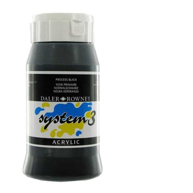 Daler-Rowney System 3 Process Black Acrylic Paint 500ml image number 1