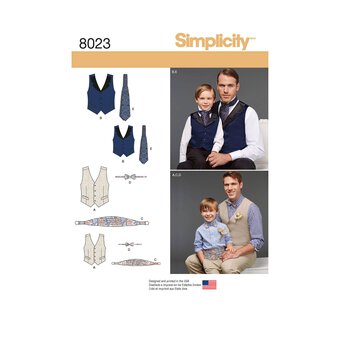 Simplicity Boys&rsquo; and Men&rsquo;s Waistcoat Bowtie Sewing Pattern 8023